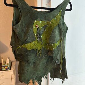 Handmade shammy leather skirt and top